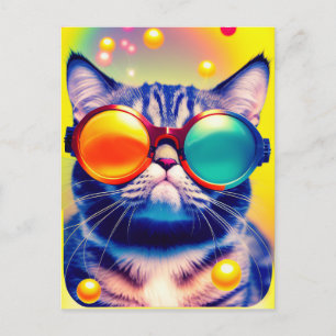 Funky Cats psychedelisches DMT-Abenteuer Postkarte