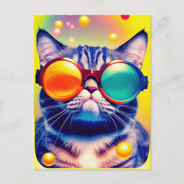 Funky Cats psychedelisches DMT-Abenteuer Postkarte (Vorderseite)