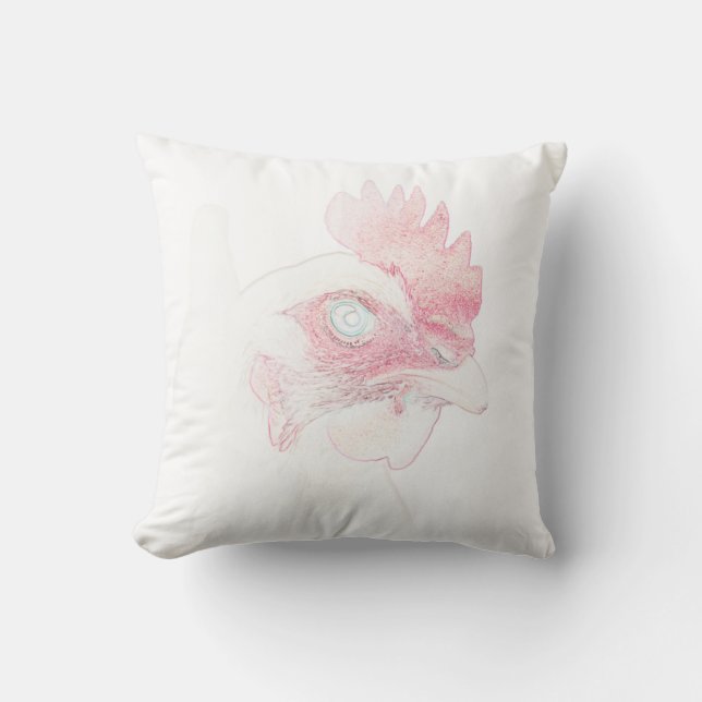 Funky Chicken Hen Rooster Head Kissen (Vorderseite)