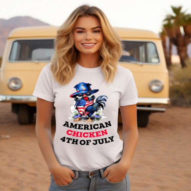 Funky Chicken in Stylish Hat T-Shirt (Von Creator hochgeladen)