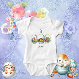 Funky Chicks Ostersonnige Blumenmonogramm Custom Baby Strampler