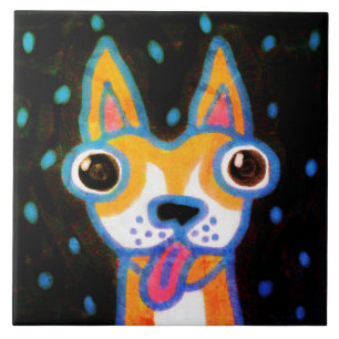 Funky Chihuahua Abstrakte Kunst Fliese