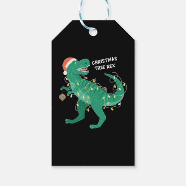 Funky Christmas Dinosaurier Geschenkanhänger (Vorderseite)