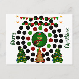 Funky Christmas Tree Owl Polka Dots Feiertagspostkarte