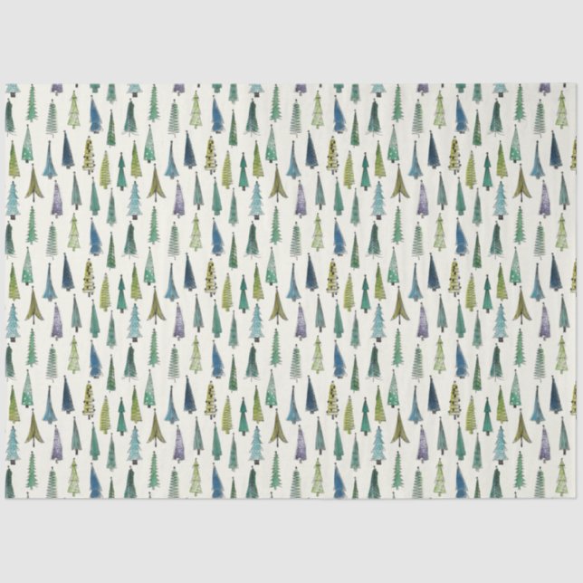 Funky Christmas Trees (Niedliche Illustrierte Kuns Seidenpapier (Vorderseite)