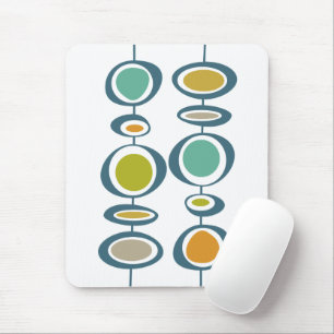 Funky Circles Green Turquoise Orange Mitte Jahrhun Mousepad