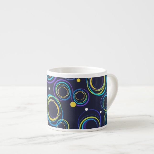Funky Circles marineblaue Espresso Tasse (Vorderseite Rechts)