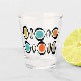 Funky Circles Turquoise Orange Mitte Jahrhundert Schnapsglas