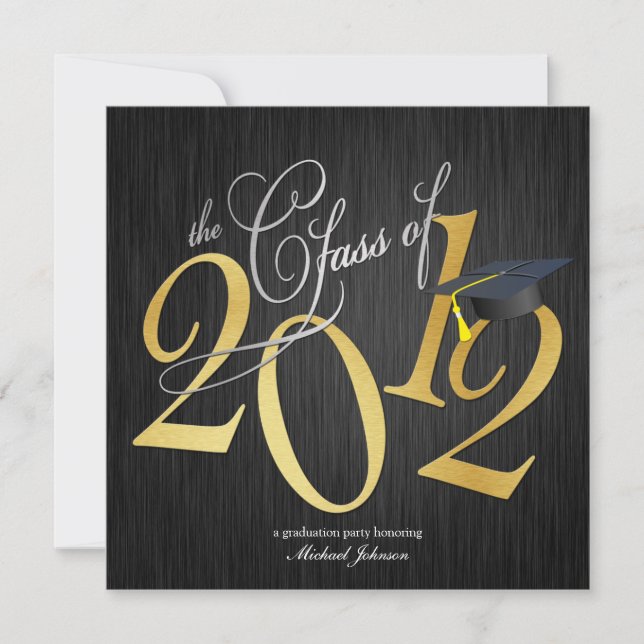 Funky Class of 2012 Invites (silber / gold) Einladung (Vorderseite)