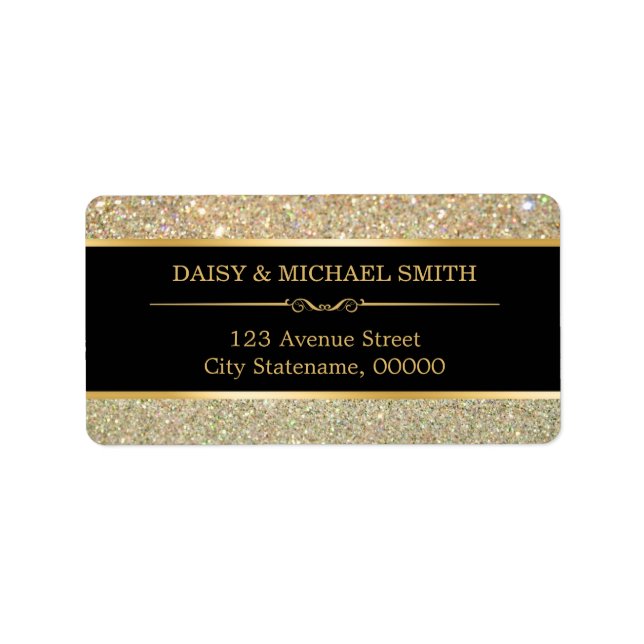 Funky Classy Gold Glitzer Glitzern Adressaufkleber (Vorne)