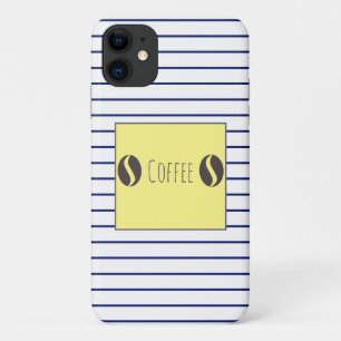 Funky Coffee Beans Blue White Stripes Case-Mate iPhone Hülle