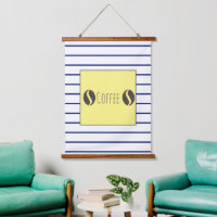 Funky Coffee Beans Blue White Stripes