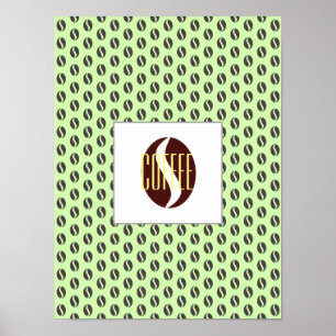 Funky Coffee Beans Muster Rahmen Word Poster