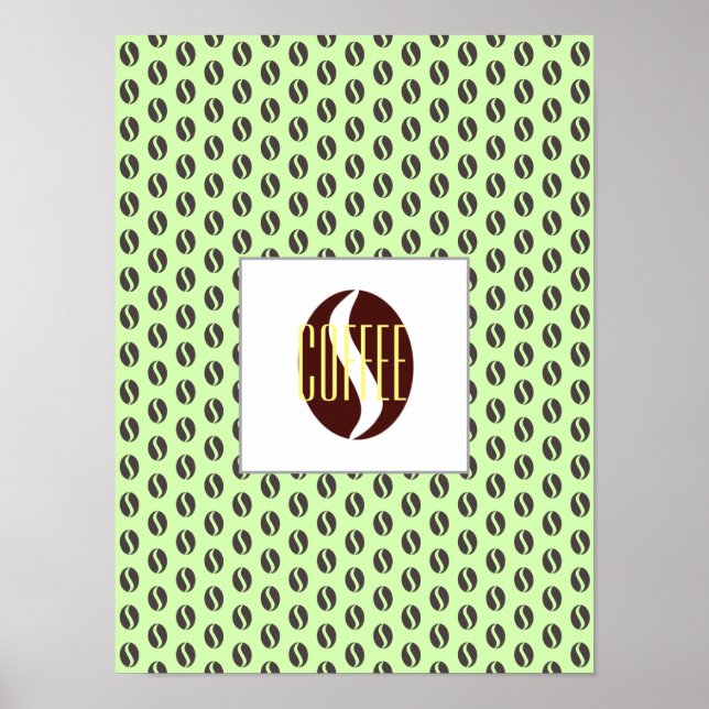 Funky Coffee Beans Muster Rahmen Word Poster (Vorne)