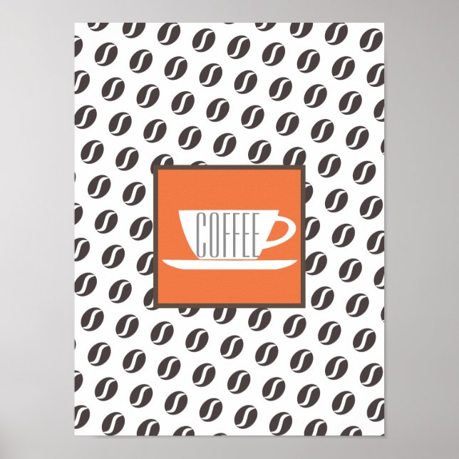 Funky Coffee Beans Muster Rahmen Word Poster (Vorne)