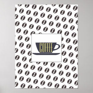 Funky Coffee Beans Muster Rahmen Word Poster