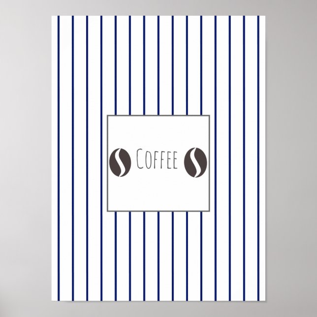 Funky Coffee Beans Plate Blue Stripes Poster (Vorne)