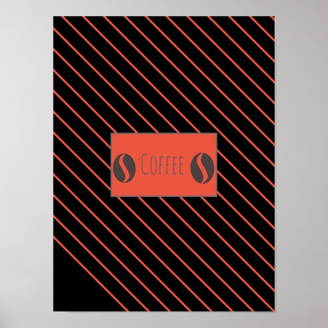 Funky Coffee Beans Plate Red Stripes Poster (Vorne)