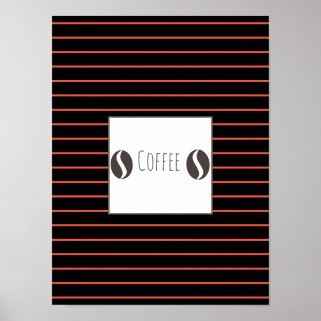Funky Coffee Beans Plate Red Stripes Poster (Vorne)