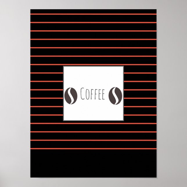 Funky Coffee Beans Plate Red Stripes Poster (Vorne)