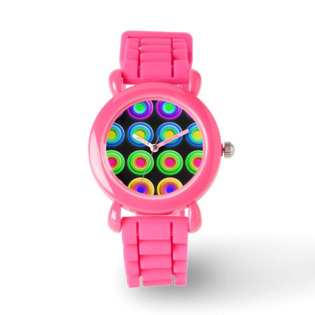 Funky Colorful 3D Circles Armbanduhr (Vorderseite)