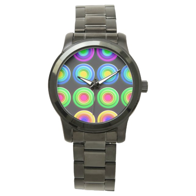Funky Colorful 3D Circles Armbanduhr (Vorderseite)