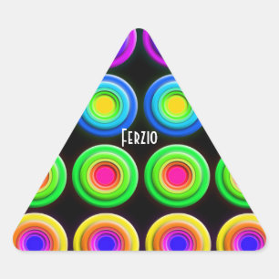 Funky Colorful 3D Circles Dreieckiger Aufkleber