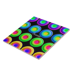 Funky Colorful 3D Circles Fliese