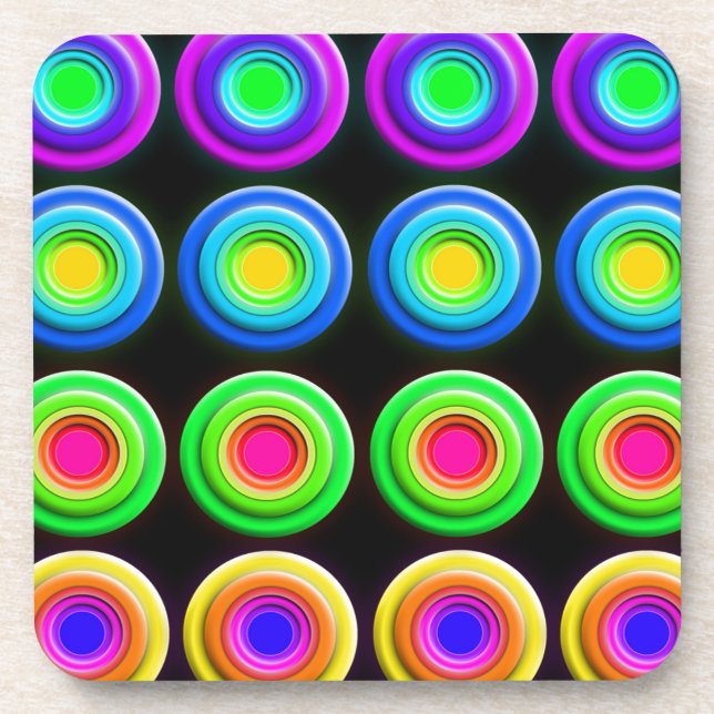 Funky Colorful 3D Circles Getränkeuntersetzer (Vorderseite)