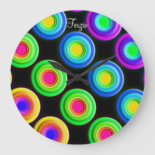 Funky Colorful 3D Circles Große Wanduhr