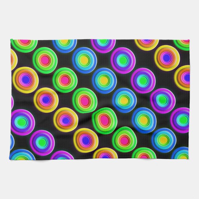 Funky Colorful 3D Circles Handtuch (Horizontal)