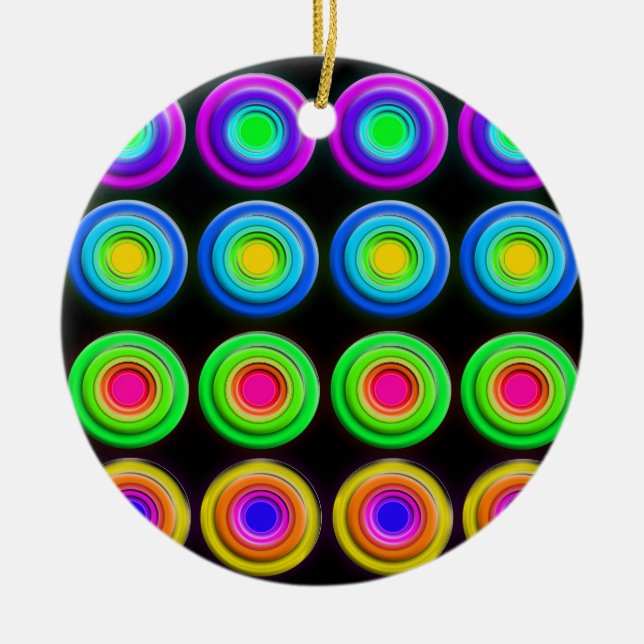 Funky Colorful 3D Circles Keramik Ornament (Vorne)