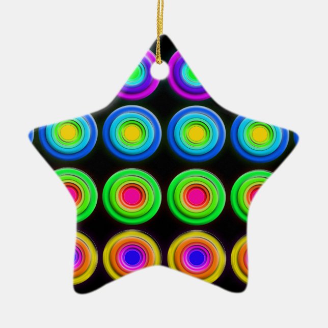 Funky Colorful 3D Circles Keramikornament (Vorne)