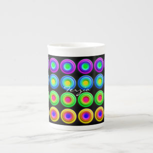 Funky Colorful 3D Circles Prozellantasse