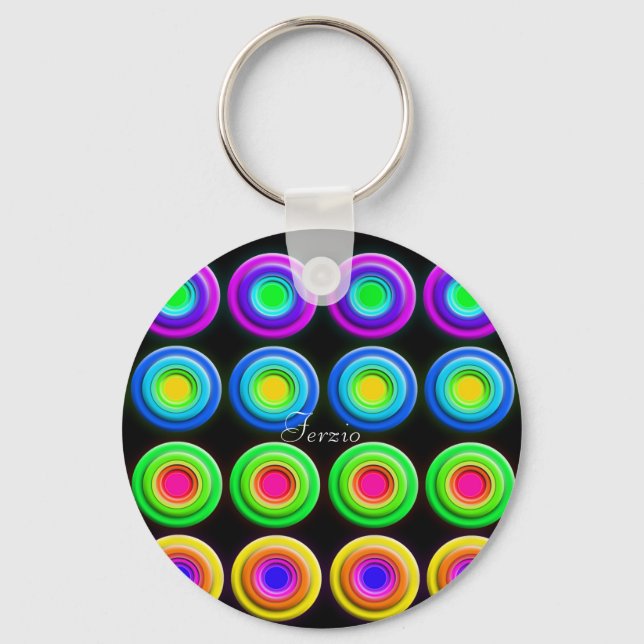 Funky Colorful 3D Circles Schlüsselanhänger (Vorderseite)