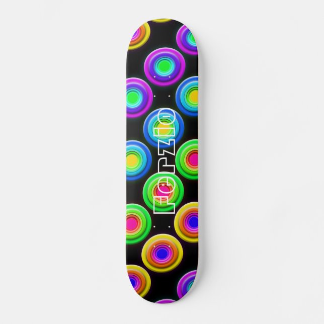 Funky Colorful 3D Circles Skateboard (Vorderseite)
