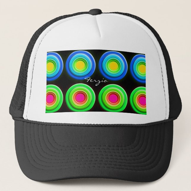 Funky Colorful 3D Circles Truckerkappe (Vorderseite)
