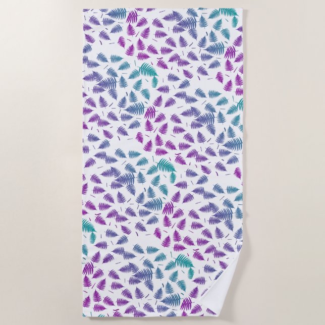 Funky Colorful Fern Pattern Beach Handtuch (Vorderseite)