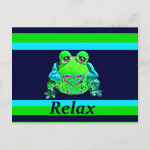 Funky Colorful Frosch RELAX Aquamarine Limone Mari Postkarte