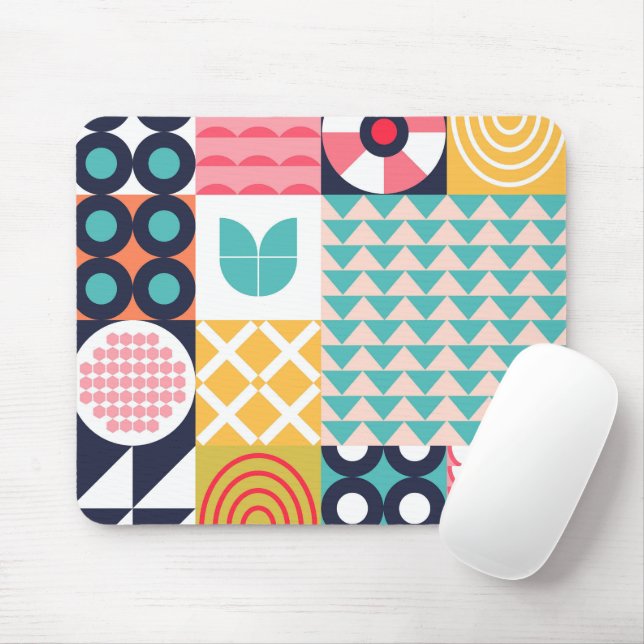 Funky colorful Geometric Mitte Century Mousepad (Mit Mouse)
