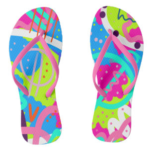 Funky Colorful Pop Art Flip Flops