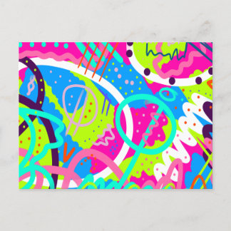 Funky Colorful Pop Art Postkarte