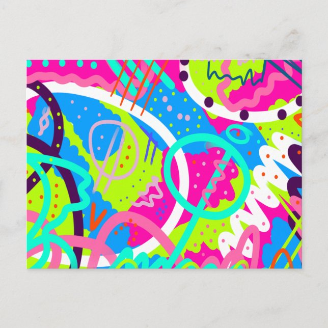 Funky Colorful Pop Art Postkarte (Vorderseite)