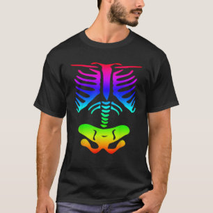 Funky Colorful Rainbow Skeleton Rib Cage Hallowee T-Shirt