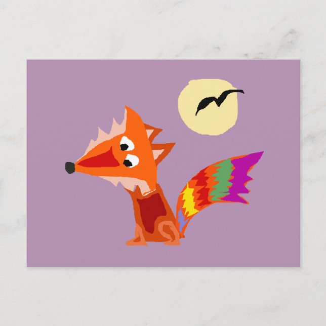 Funky Colorful Red Fox Art Design Postkarte (Vorderseite)