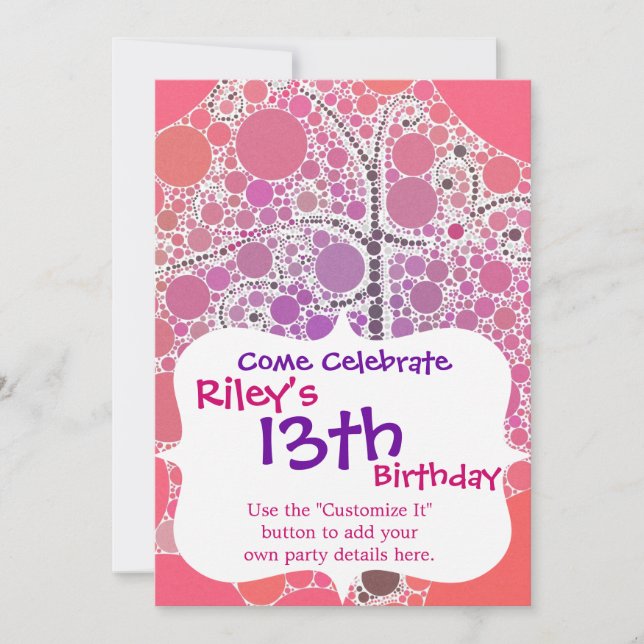 Funky Colorful Scroll Trecles Bubbles Pop Art Einladung (Vorderseite)