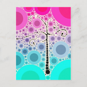 Funky Colorful Scroll Trecles Bubbles Pop Art Postkarte