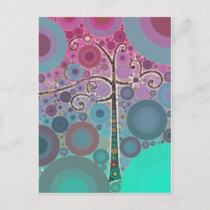 Funky Colorful Scroll Trecles Bubbles Pop Art Postkarte