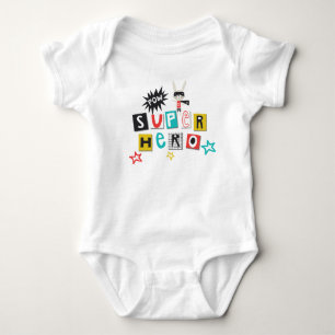 Funky Colorful Typography Super Hero Pow Boy Baby Strampler