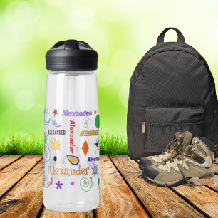 Funky Colorful Whimsy Shapes Personalized Name Trinkflasche